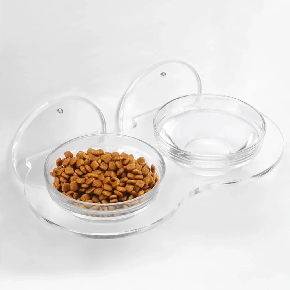 clear acrylic wall mounted pet feeder bowls minimalist elevated feeding set